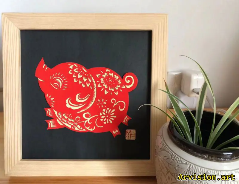 中国剪纸十二生肖系列猪
