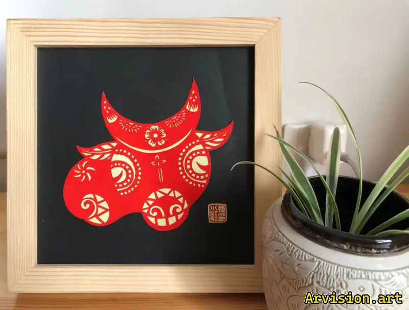 中国剪纸十二生肖系列牛